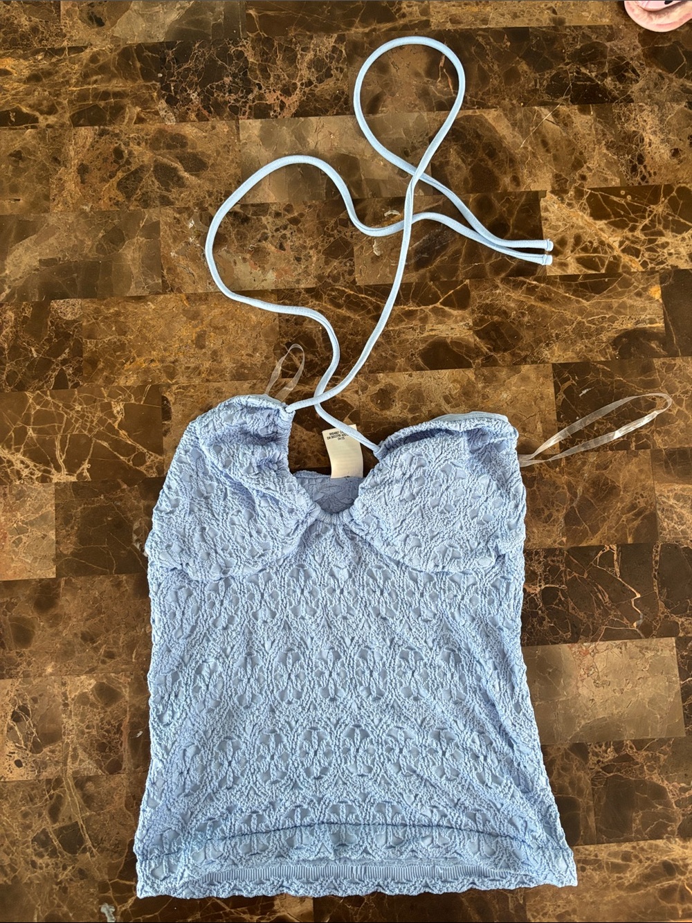 PINK Victoria's Secret Light Blue Lace Halter Cami